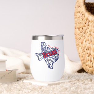 Texas Floral Doodles   Thermal Wine Tumbler