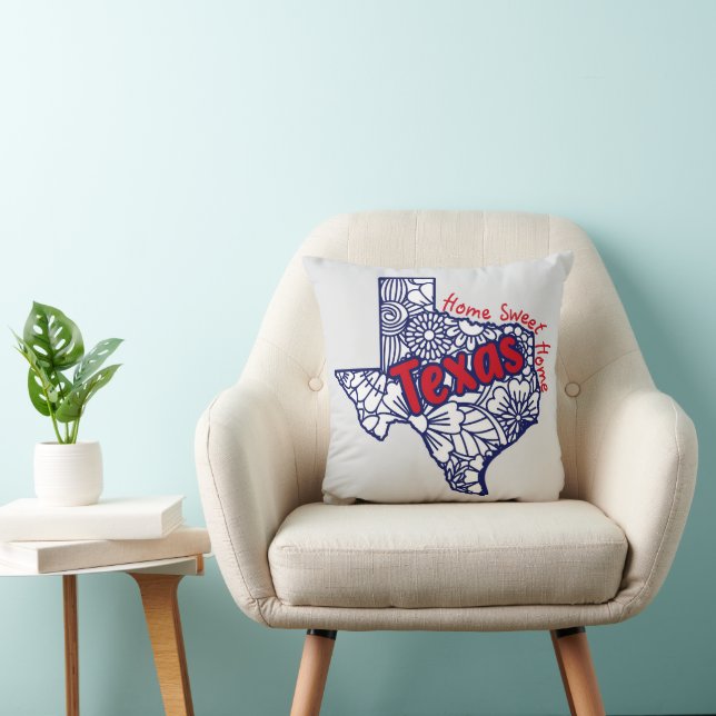 Texas Floral Doodles   Throw Pillow (Chair)