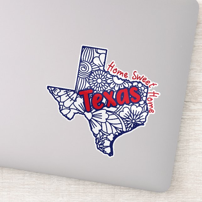 Texas Floral Doodles Vinyl Decal (Detail)