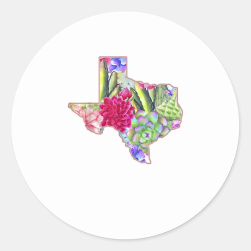 Texas flowers and cactus TShirt Classic Round Sticker