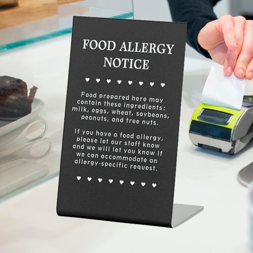 Texas Food Allergy Notice Sign