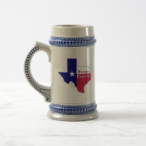 Texas Forever Flag Map Beer Stein