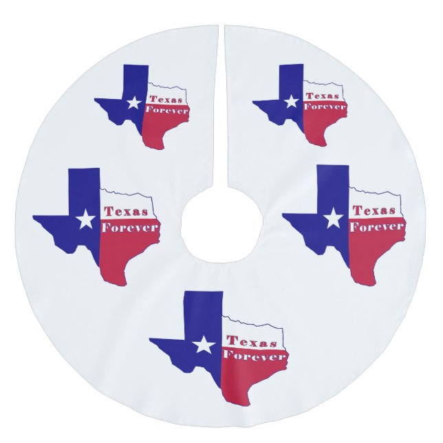 Texas Forever Flag Map Brushed Polyester Tree Skirt (Front)