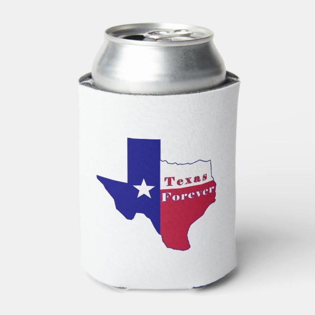 Texas Forever Flag Map Can Cooler (Can Front)