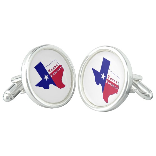 Texas Forever Flag Map Cufflinks (Angled)