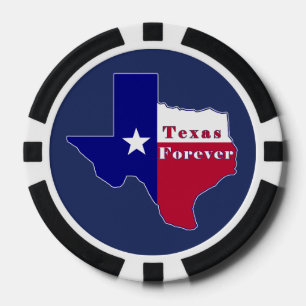 Texas Forever Flag Map Poker Chips