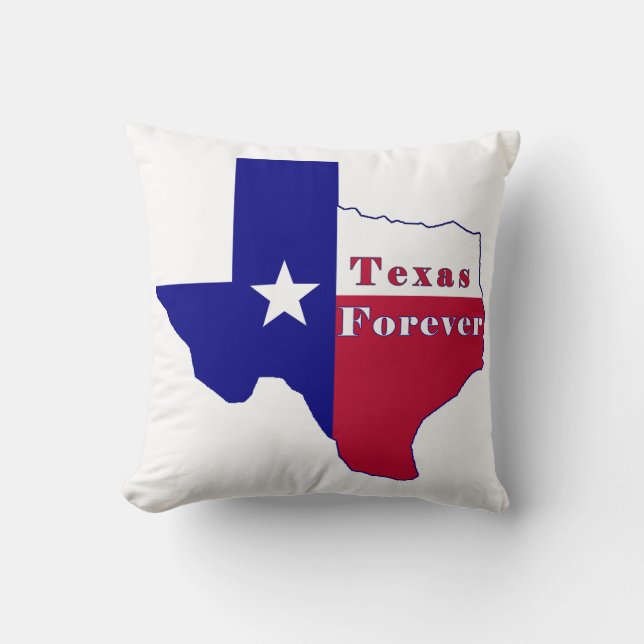 Texas Forever Flag Map Throw Pillow (Front)