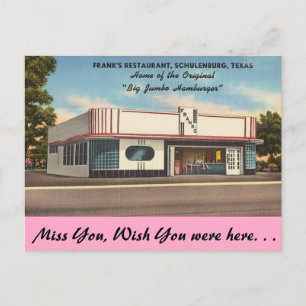 Texas, Frank's Restaurant, Schulenburg Postcard