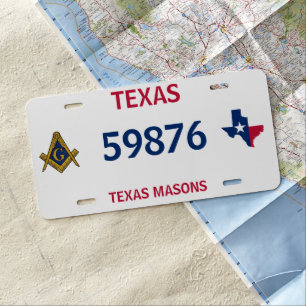 Texas Freemason Masonic Masons Square Compass License Plate