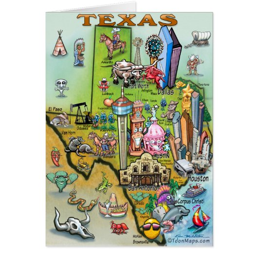 Texas Fun Map Cards (Front)