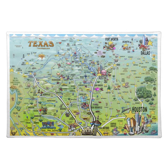 Texas Fun Map Cloth Placemat (Front)