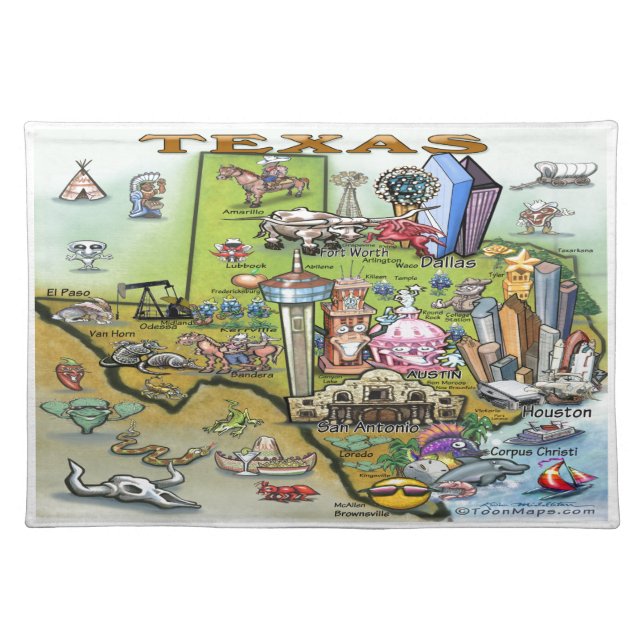 Texas Fun Map Cloth Placemat (Front)