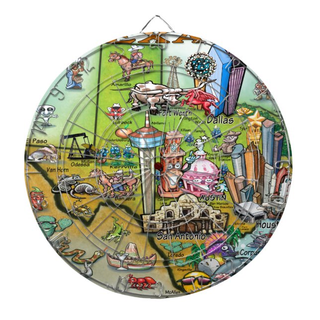 Texas Fun Map Dart Board (Front)