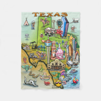 Texas Fun Map Fleece Blanket