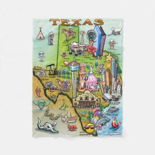 Texas Fun Map Fleece Blanket