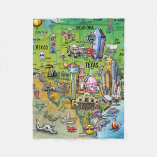 Texas Fun Map Fleece Blanket