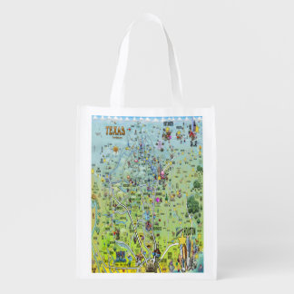 Texas Fun Map Grocery Bag