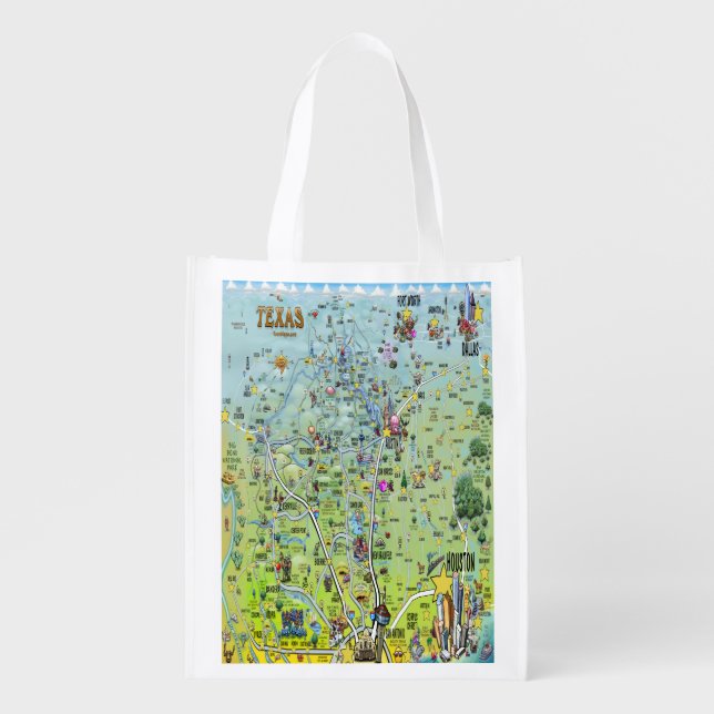 Texas Fun Map Grocery Bag (Front)