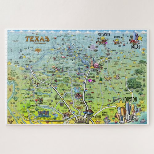 Texas Fun Map Jigsaw Puzzle