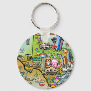 Texas Fun Map Keychain