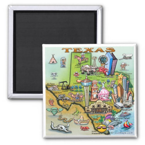 Texas Fun Map Magnet