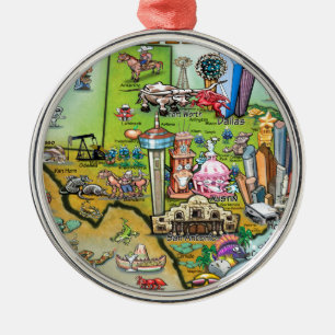 Texas Fun Map Metal Ornament