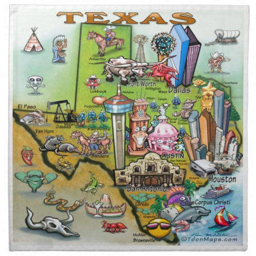 Texas Fun Map Napkin