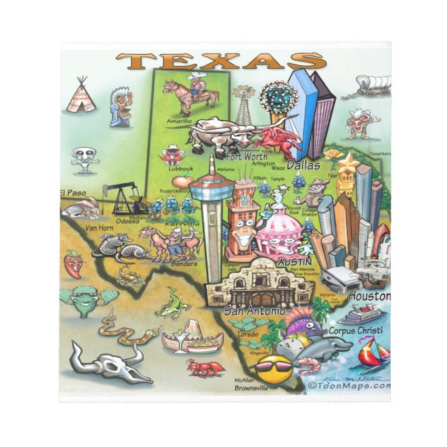 Texas Fun Map Notepad (Front)