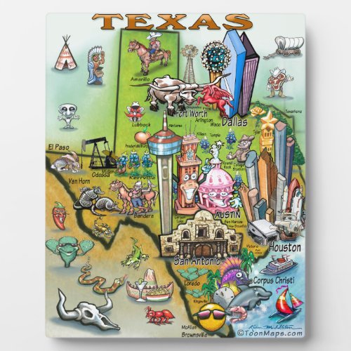 Texas Fun Map Plaque