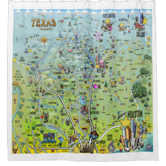 Texas Fun Map Shower Curtain