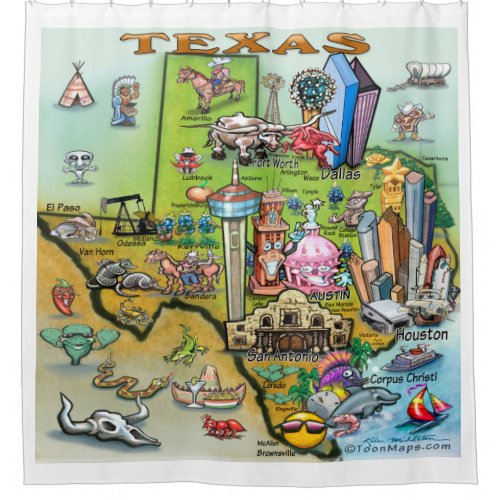 Texas Fun Map Shower Curtain