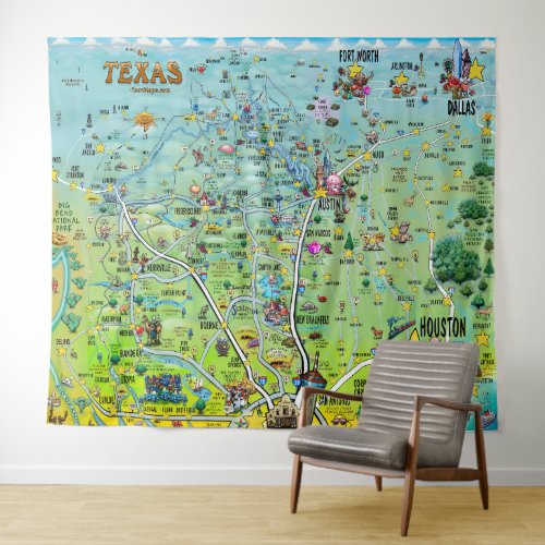 Texas Fun Map Tapestry