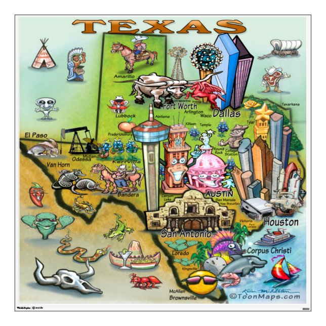 Texas Fun Map Wall Decal (Front)