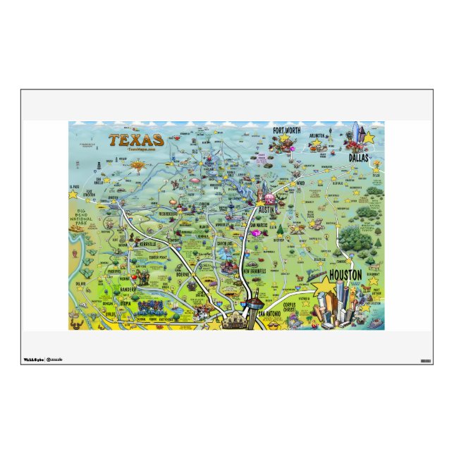 Texas Fun Map Wall Decal (Front)