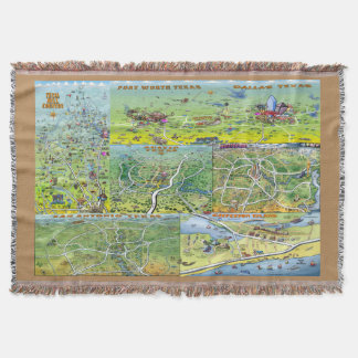 Texas Fun Maps Throw Blanket