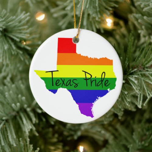 Texas Gay Pride Rainbow Ceramic Ornament