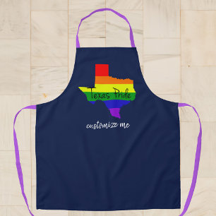 Texas Gay Pride Rainbow Custom Navy Blue Apron