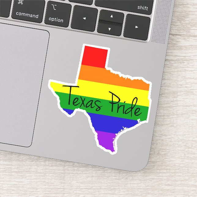 Texas Gay Pride Rainbow Laptop Sticker (Detail)