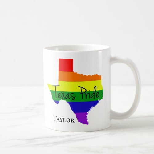 Texas Gay Pride Rainbow LGBTQ Monogram Coffee Mug