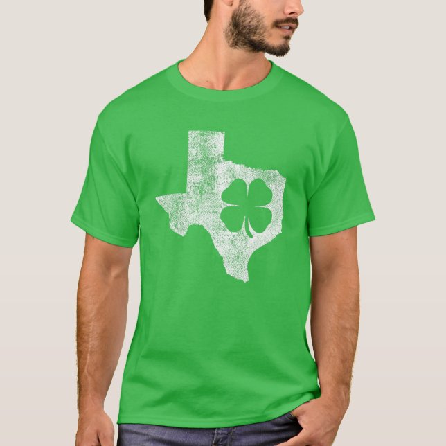 Texas Gift St. Patrick's Day Shamrock Clover Irish T-Shirt (Front)