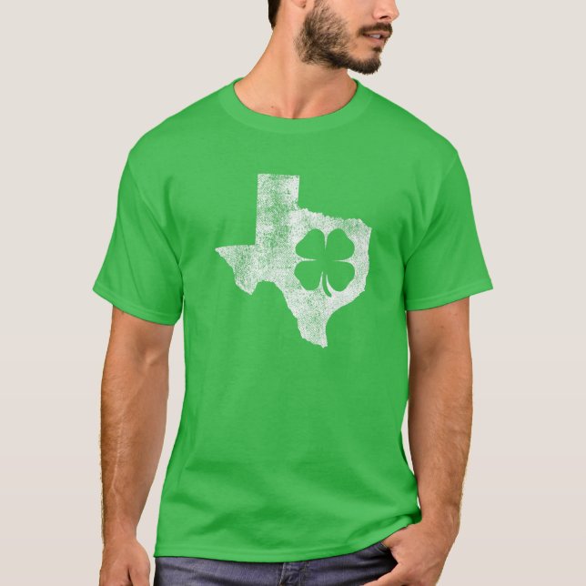 Texas Gift St. Patrick's Day Shamrock Clover Irish T-Shirt (Front)