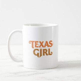 Texas Girl Apricot Font Design Coffee Mug