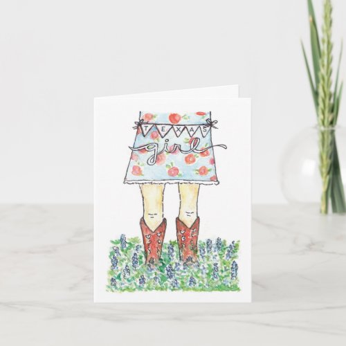 Texas Girl Bluebonnets Greeting Card