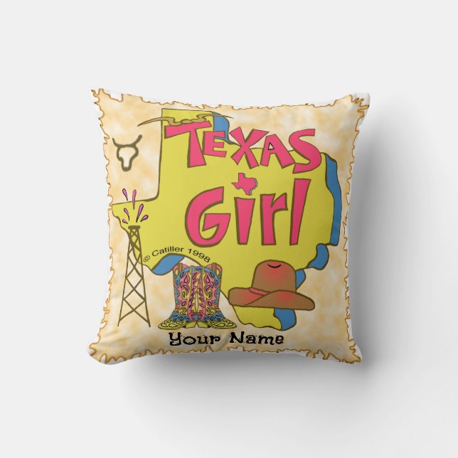 Texas Girl Throw Pillow (Front)