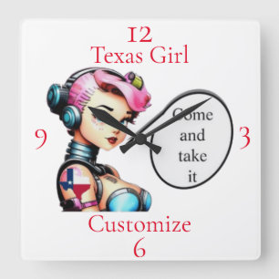 Texas Girl Thunder_Cove Square Wall Clock