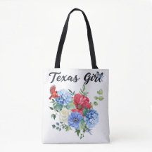 Texas Girl with Red/White/Blue Flowers & Birds