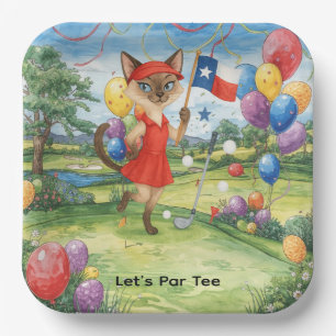 Texas Golf Birthday Party on green for cat lovers Paper Plates