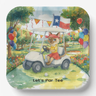 Texas Golf Birthday Party on green for cat lovers Paper Plates