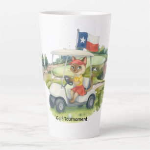 Texas golfer driving golf cart latte mug