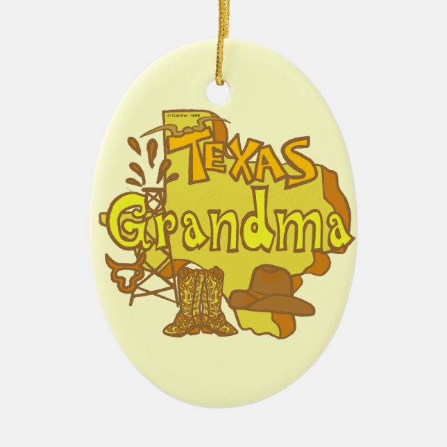 Texas Grandma Ceramic Ornament (Front)